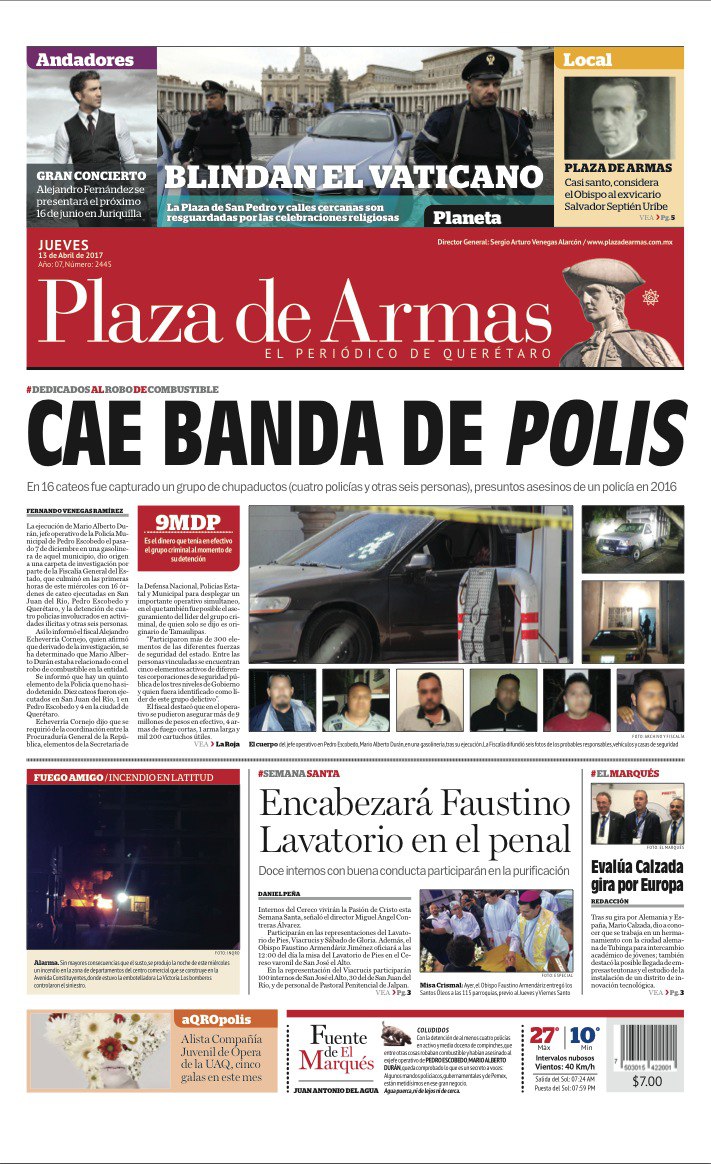 PORTADA JUEVES 13 DE ABRIL DE 2017
