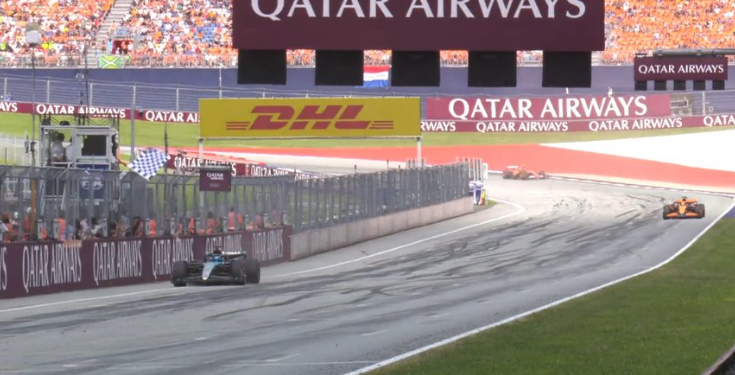Gana Russell GP de Austria tras choque Max-Lando; Checo en 7