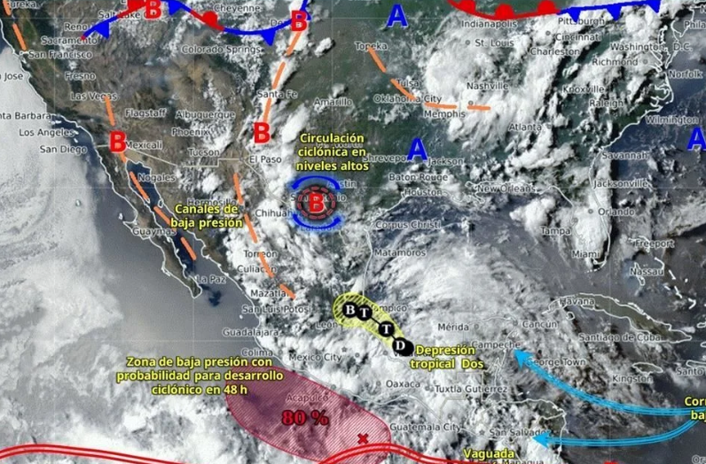 Amenazan dos ciclones costas de México
