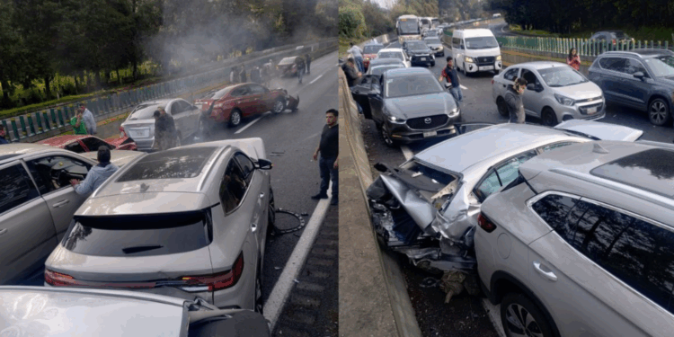 Caos en la México-Cuernavaca por carambola