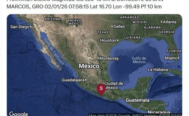 Se registra sismo en la CDMX hoy 2 de enero de 2026