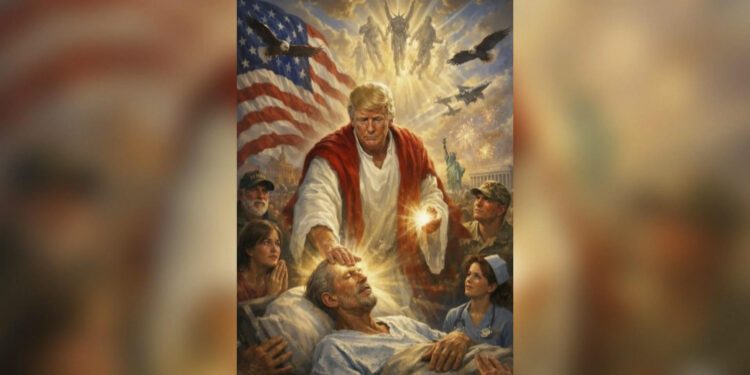 Trump publica una imagen en donde aparece vestido como Jesucristo