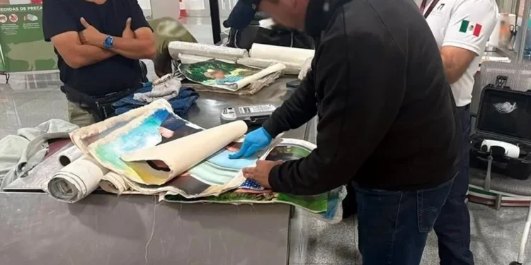 Cae uno en aeropuerto con droga oculta en pinturas