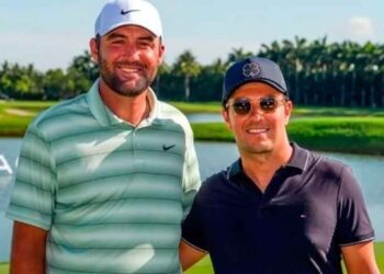 Juega Checo golf junto a Scheffler previo a Miami