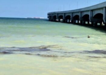 Aparecen manchas de crudo en Puerto Progreso, Yucatán; autoridades refieren falla en ducto submarino