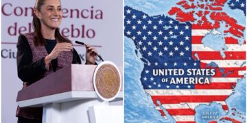 Sheinbaum dice que México “no es colonia de ningún país” frente a mapa publicado por Trump