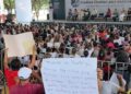 Protestan víctimas en acto de CSP; exigen paz en Apatzingán