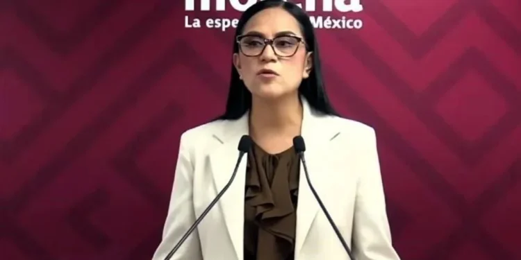 Ariadna Montiel, dirigente nacional de Morena, en conferencia de prensa