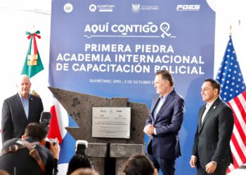 Colocan primera piedra de la Academia Internacional de Capacitación Policial en Querétaro